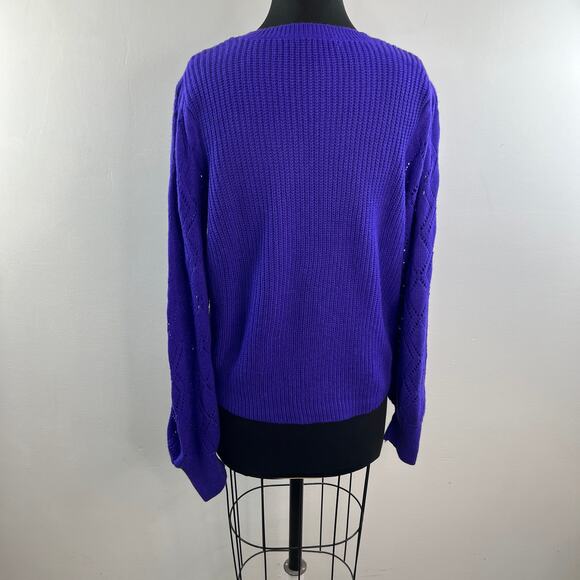Lilly Pulitzer Purple Sweater Perforated Knitted V-Neck Pullover Size Large L - Picture 5 of 9